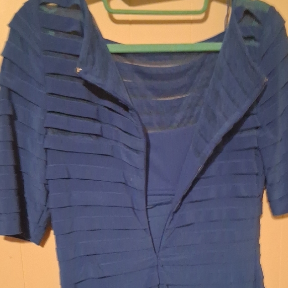 Adrianna Papell Striped Blue Midi Dress - Picture 3 of 6